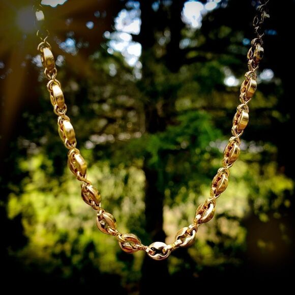 Gold Bean Link Necklace & Bracelet Set - Picture 2 of 2